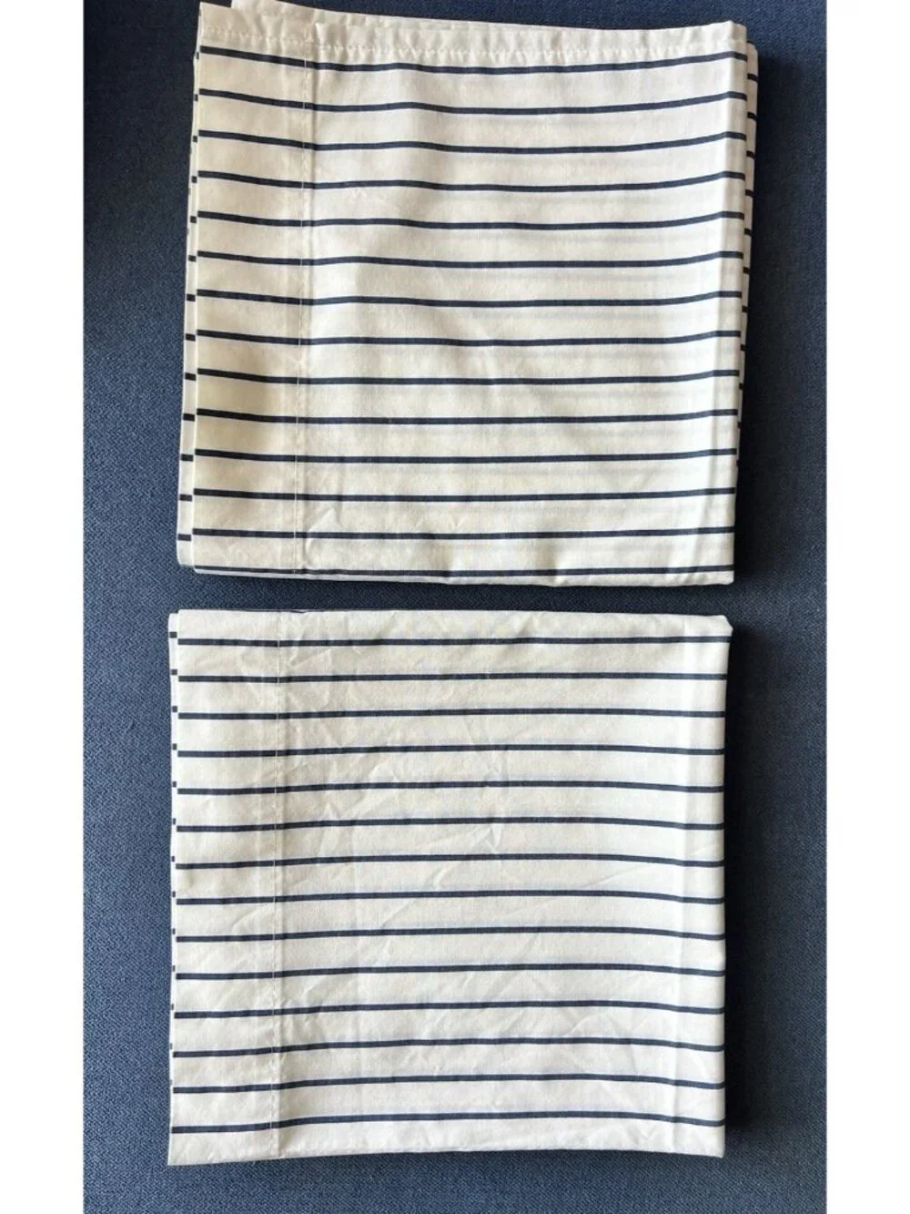 Pillowcase KING PAIR Blue White Stripe NO-IRON Cotton-Poly SPRINGS USA Made VTG